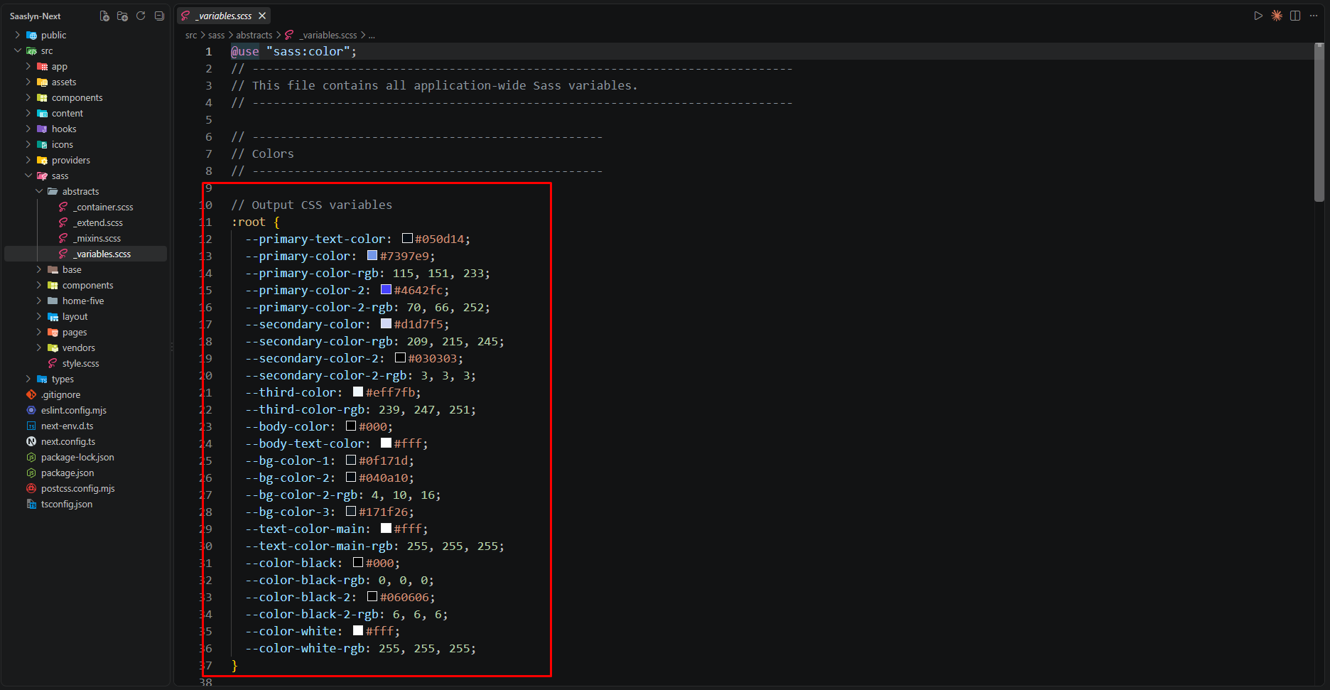 Changing colors example